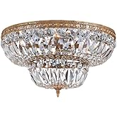 Crystorama 6 Light Clear Hand Cut Olde Brass Flush Mount