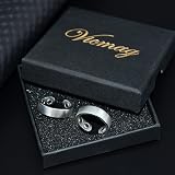 Vicmag 2 Pcs Magnetic Copper Ring Women Ultra Strength Adjustable Frosted Silver view 4