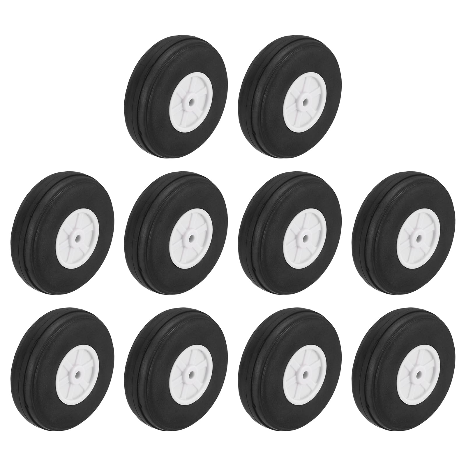 sourcing map 10Pcs RC Airplane Wheels 2" OD Aircraft PU Rubber Tire Tail Airplanes Wheel Replacement for DIY Model Plane Helicopter Car