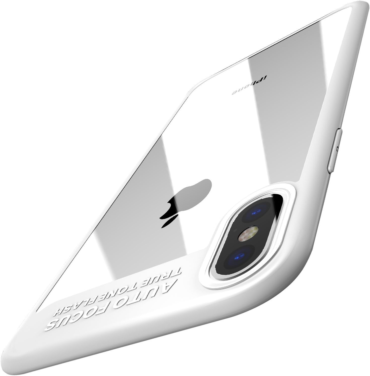 KINGSMAN iPhone X Case, Soft Grip Matte Finish TPU + PC Clear Hard Back Panel Hybrid Ultra-Thin [ Slim Fit ] Protect Cover Shock Absorption Back-Transparent Bumper for iPhone 10 / X [White Edge]