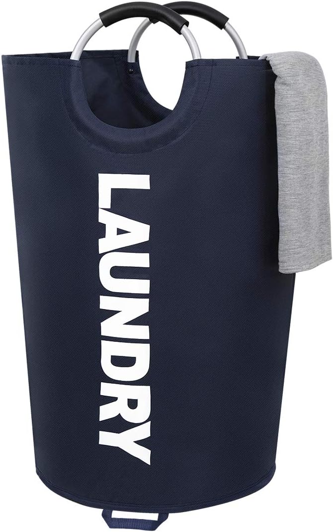 115L Extra Large Laundry Basket Collapsible Fabric Laundry Hamper Tall Dorm Laundry Bag with Handles Waterproof Portable Washing Bin Folding Dirty Clothes Basket for Bathroom (XL Dark blue)