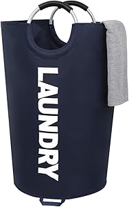 115L Extra Large Laundry Basket Collapsible Fabric Laundry Hamper Tall Dorm Laundry Bag with Handles Waterproof Portable Washing Bin Folding Dirty Clothes Basket for Bathroom (XL Dark blue)
