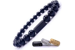 Personalized Beaded Bracelets, 8mm Gemstone Beaded Bracelet, Crystal Bracelet, Laser Engraved Bracelet, Customized Beaded Bra