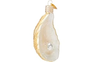Old World Christmas Oyster with Pearl Glass Blown Ornament for Christmas Tree, Handcrafted Holiday Decoration, Seashell Collection