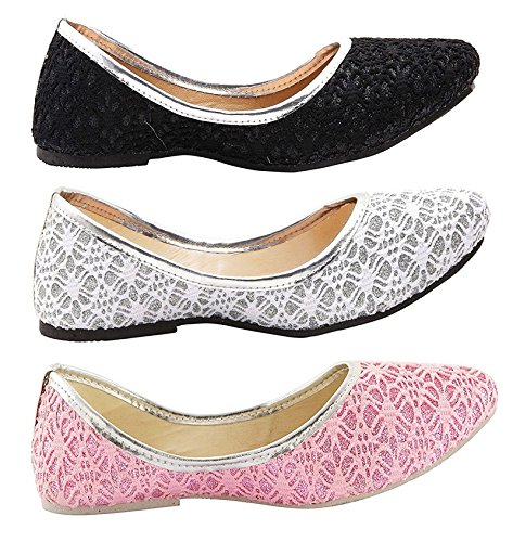 rgk's women's black, white and pink combo of 3 bellies