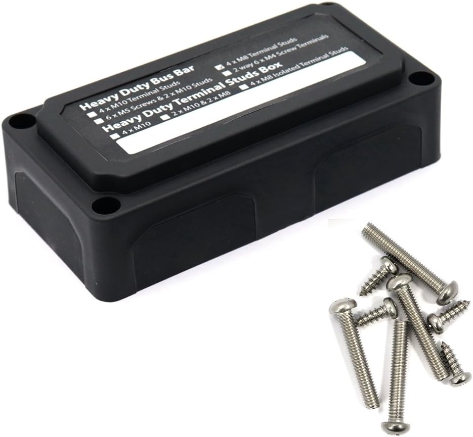 T Tocas 300A Heavy-Duty Module Design Power Distribution Block Busbar Box with 4x M8(5/16") Terminal Studs: Automotive