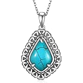 Genuine Turquoise Necklaces for Women 925 Sterling Silver Western Necklace Vintage Nature Gemstone Real Turquoise Jewelry for Women