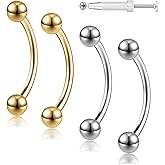 6ixGosh G23 Titanium 20G 18G 16G 14G Eyebrow Piercing Jewelry Rook Rings Curved Barbell Tiny Eyebrow Ring Internal Thread Labret Lip Daith Rook Earrings Navel Belly Button Rings