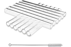 12 Pcs 5 Inches Borosilicate Glass Tubes, Gtysmox 12mm Diameter 2mm Thickness Clear Glass Tubing with 1 Cleaning Brush for DIY Making Glass Crafts