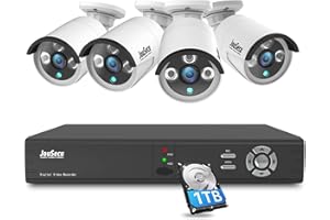 JouSecu 1080P 8CH Wired Home Security Camera System HD 5-in-1 Video DVR Recorder with 4X HD 2MP Weatherproof CCTV Cameras, Motion Alert, Remote Access