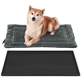 BOWHAUS Machine-Washable Dog Bed Pad &amp; Tray for 36-Inch Kennel, Non-Slip Flat Cozy Sleeping Mat &amp; Easy-Clean Plastic Replacement Crate Pan, Comfortable &amp; Durable for Dogs, Rabbits, Cats, Various Pets