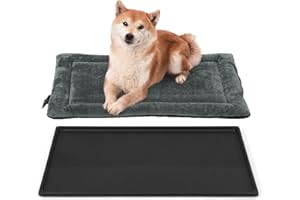 BOWHAUS Machine-Washable Dog Bed Pad & Tray for 36-Inch Kennel, Non-Slip Flat Cozy Sleeping Mat & Easy-Clean Plastic Replacem