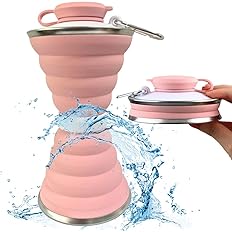Collapsible Water Bottle, Camping Cup With Carabiner, Reuseable Silicone Foldable Leak Proof Portable Sports Travel Water Bot