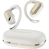 Monster Open Ear AC322 Wireless Earbuds, Bluetooth 5.4, 36H Playtime, IPX5 Waterproof, Open-Ear Design with Adjustable Ear Hooks, Secure Fit for Running & Workout, Clear Calls White