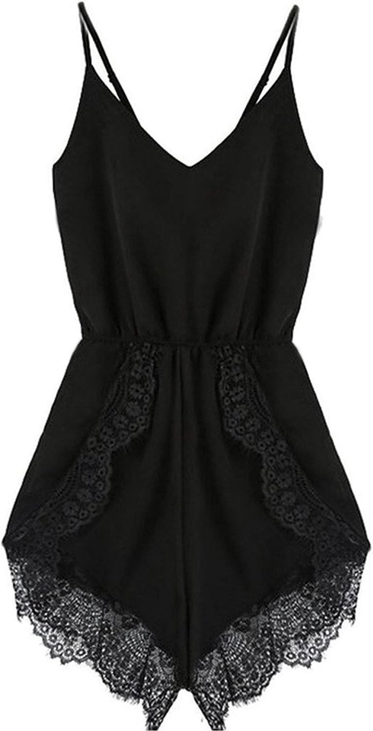 FACE N FACE Women's Lace Chiffon Sleeveless Jumpsuit Rompers