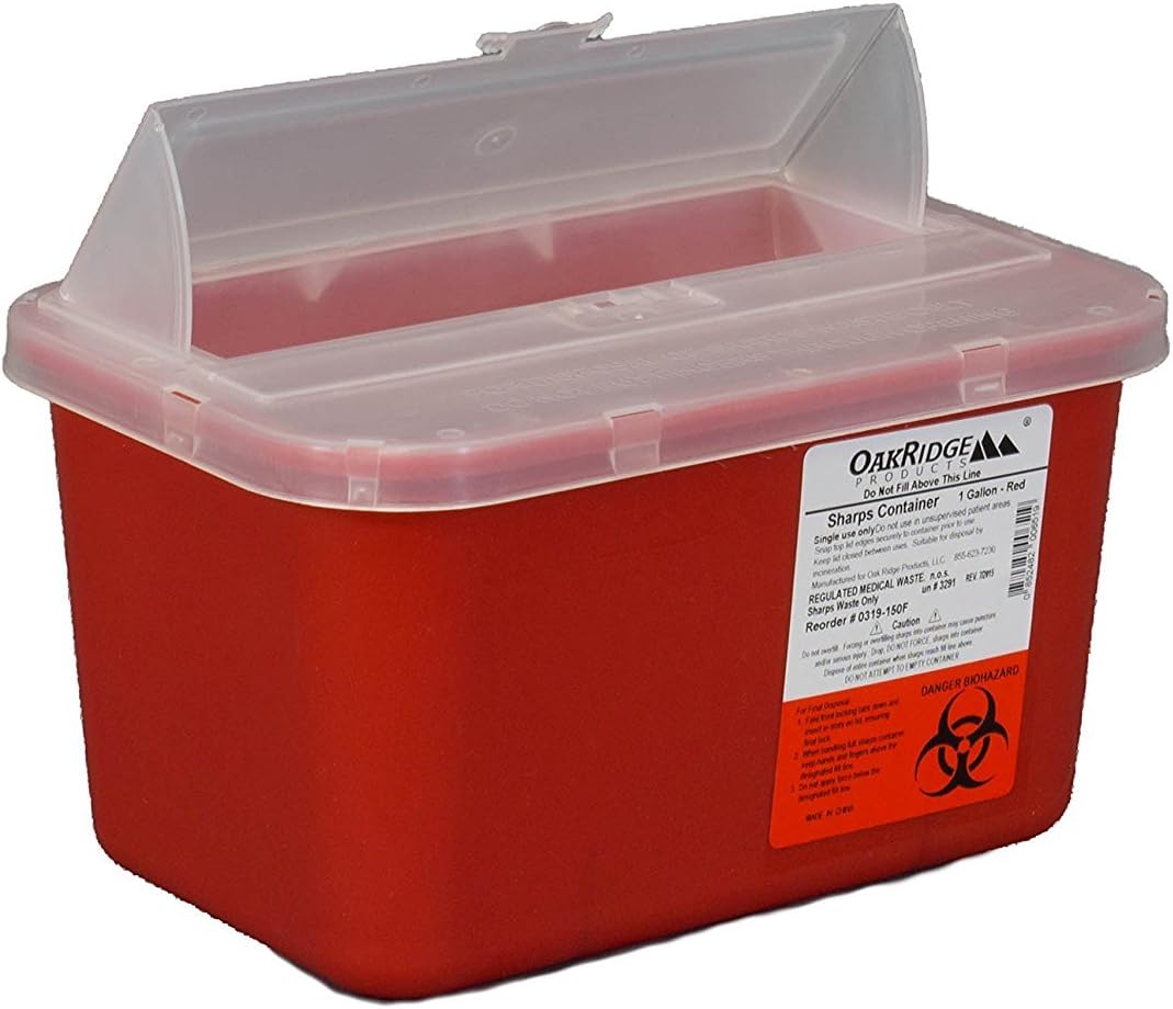 One Gallon Sharps Containers with Pop Up Lid (Two Pack) by Oakridge Products: Health & Personal Care