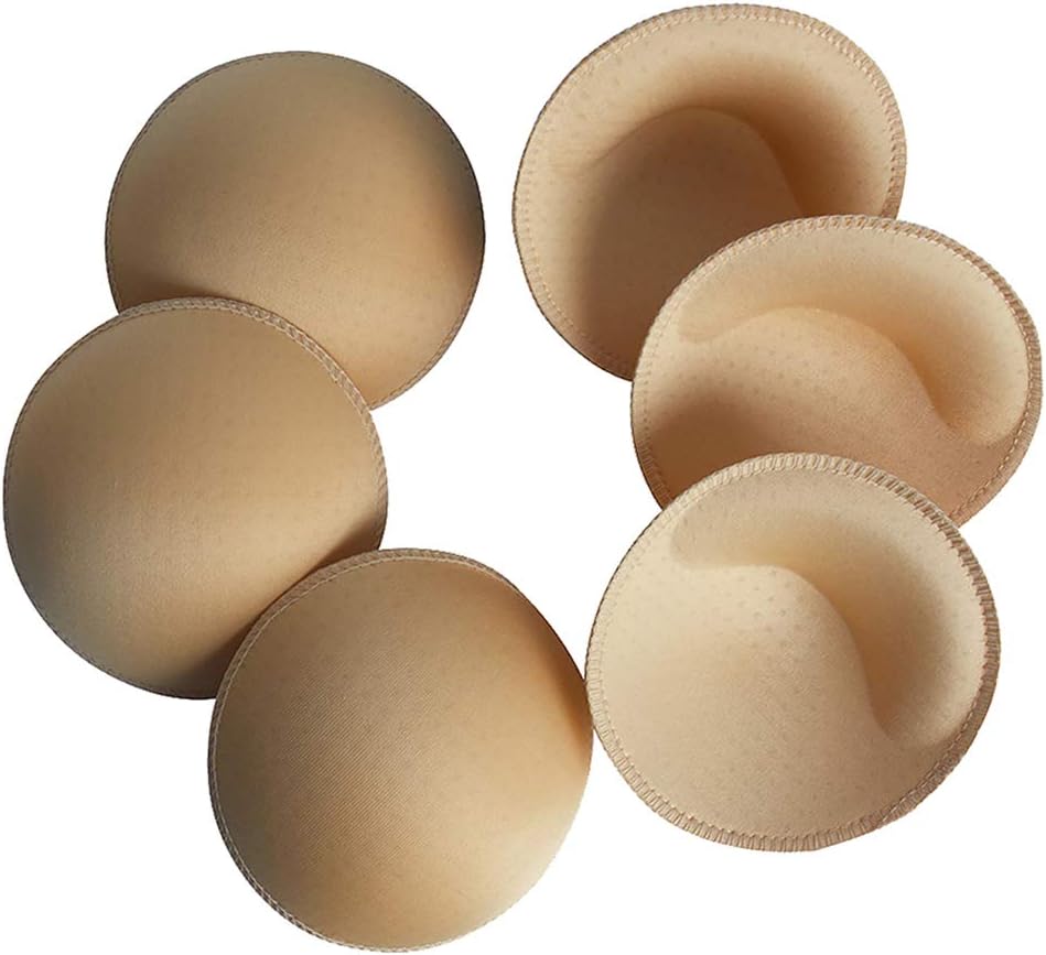 Nimiah Bra Cups Inserts Bra Pads Women's Round Sport Yoga Bra Pads Inserts 3 Pairs in Set Beige C/D Cup