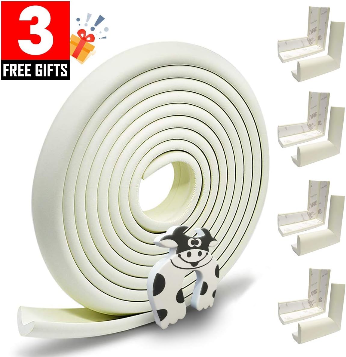 Hoobii | Edge Guard & Corner Protector - Extra Long 19.0ft [16.5ft Edge + 8 Pretaped Corners] with Baby Proofing, Home Safety Furniture Bumper and Table Edge Guards Child Safety [Off White Color]