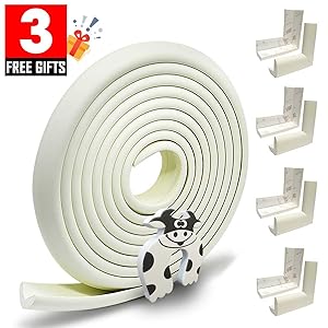 Hoobii | Edge Guard & Corner Protector - Extra Long 19.0ft [16.5ft Edge + 8 Pretaped Corners] with Baby Proofing, Home Safety Furniture Bumper and Table Edge Guards Child Safety [Off White Color]