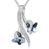 ASTRKIP Butterfly Necklace for Women Sterling Silver Butterflies Crystal Necklace Infinity Butterfly Jewelry Gifts for Women