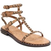 ASH - Play 2 Suede Gladiator Studded Flat Sandal for Women &ndash; Comfortable and Stylish Summer Footwear with Studded Detail, Ideal for Casual and Evening Wear