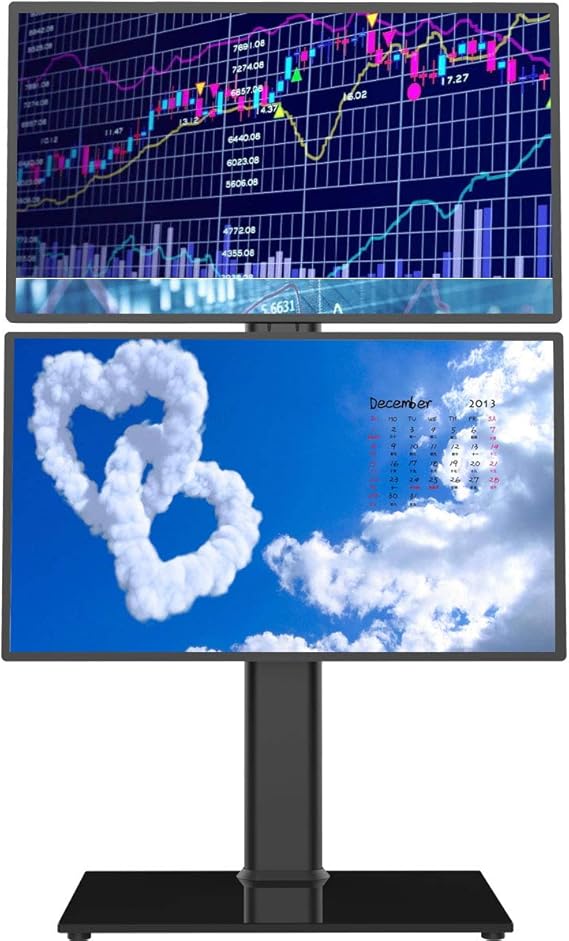 Dual Monitor Stand Vertical Stack Screen FreeStanding Monitor Riser