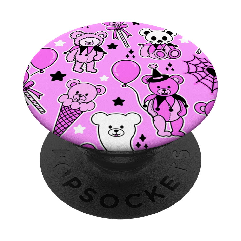 Kawaii Clowncore Pastel Goth Teddy Bear Circus Harlequin PopSockets Swappable PopGrip