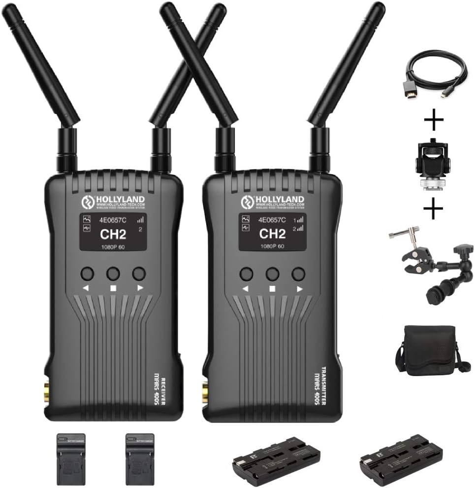 Hollyland Mars 400S Wireless Video Transmission System,SDI HDMI Image 1080P 5G Wireless HD 400ft Transmitter Receiver Support Android & iOS 3 Scene Modes Cold Shoes and Battery Kit: Car Electronics