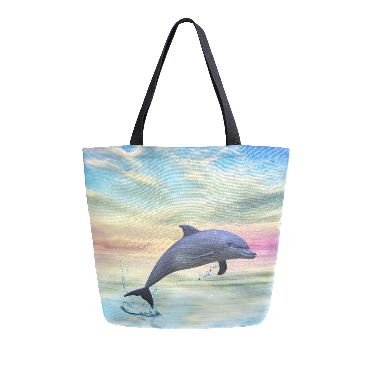 Mnsruu Canvas Handbag Shoulder Bag,Women Handle Shopping Crossbody Bag,Yorkshire Terrier Dog Looking Tote Casual Beach Multifunction Bags for Ladies Women (rainbow)