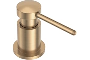 Lava Odoro Champagne Gold Soap Dispenser for Kitchen Sink, Modern Brass Built in Countertop Pump Dispenser with 18 Oz Refillable Bottle, Kitchen Soap Dispenser Spot-Free, Champagne Gold, KSD-21