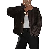 MakeMeChic Women's Button Down Cardigan Sweater Long Sleeve Knitwear with Pockets