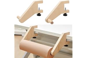 Yalikop Supply 18 Inch Wooden Craft Paper Roll Holder Dispenser, Fits Table 0.79-1.97'' and 5'' Thick Rolls Wooden Tabletop Easel Wrapping Paper Dispenser for Art Supplies, Drawing Christmas Gift