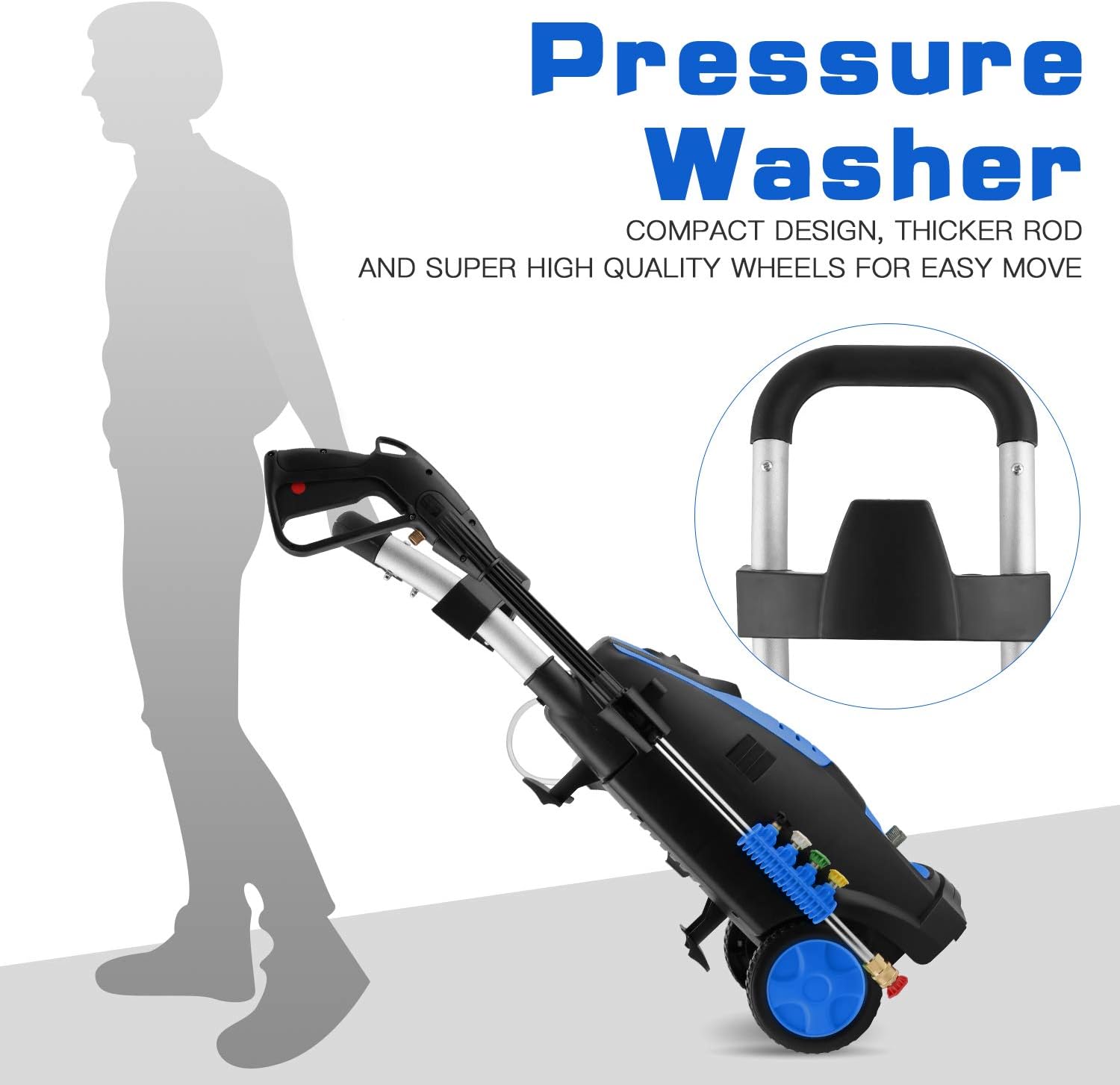 Suyncll 3800 PSI 2.8GPM Electric Pressure Washer Electric Power Washer with Soap Bottle (Blue) : Garden & Outdoor