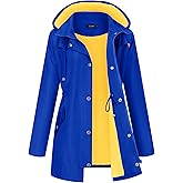 LOMON Women Waterproof Outdoor Hiking Raincoat Women Lined Rain Jacket Lightweight Hooded Jackets Trench Coats