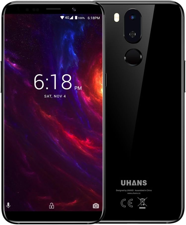 UHANS i8 4G Smart Phone 5.7 inches 18:9 FHD+ Incell Corning Display Android 7.0 MTK6750T Octa-core 1.5GHz 4GB RAM 64GB ROM Triple camera (8MP + 3MP + 16MP) 3500mAh Face ID Recognition Mobilephone