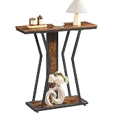 HOOBRO Narrow Console Table, 29.5" Small Entryway Table with Storage | 2-Tier Sofa Table Behind Couch, Modern Style, for Living Room, Hallway, Foyer, Bedroom, Rustic Brown and Black BF66XG01