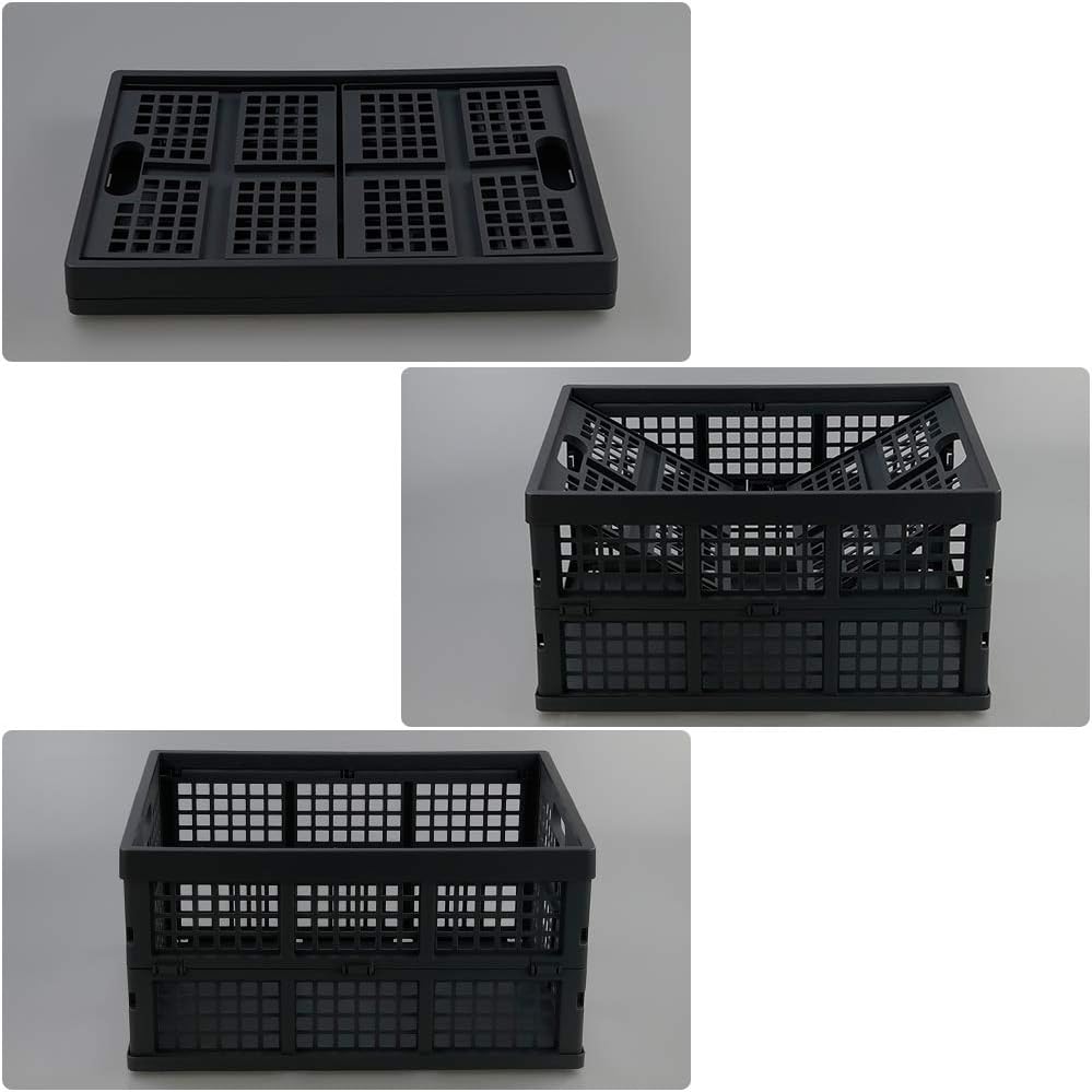 Zerdyne Set of 3 Plastic Collapsible Storage Crates, 30 L Stacking Foldable Storage Basket, Gray, Grey, 43.8 cm x 33.2 cm x 23 cm - Image 4