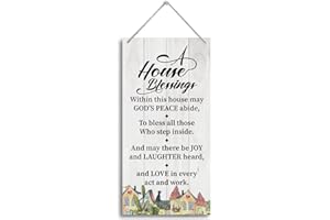 HALUOSI A House Blessing Inspirational Wooden Decor Sign, Hanging Family Sign, Hanging Printed Wooden Plaque Decor, Rustic Family Signs for Home Decor, Housewarming Gift, Christian Gift 12x 6inch