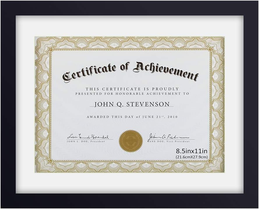 RPJC 2 pcs Sets Solid Wood Document Frames Display Certificate 8.5x11 inch Black and 11x14 inch Mat 8.5x11 inch Black: Home & Kitchen