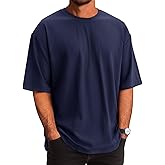 Runcati Mens Casual T-Shirts Short Sleeve Lightweight Oversized Summer Cotton Tee Beach Crew Neck Tops