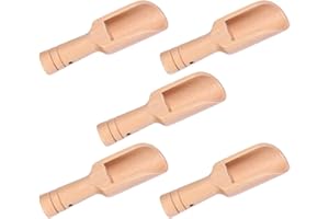 Small Wooden Scoop, 5pcs Wooden Handle Mini Salt Scoop