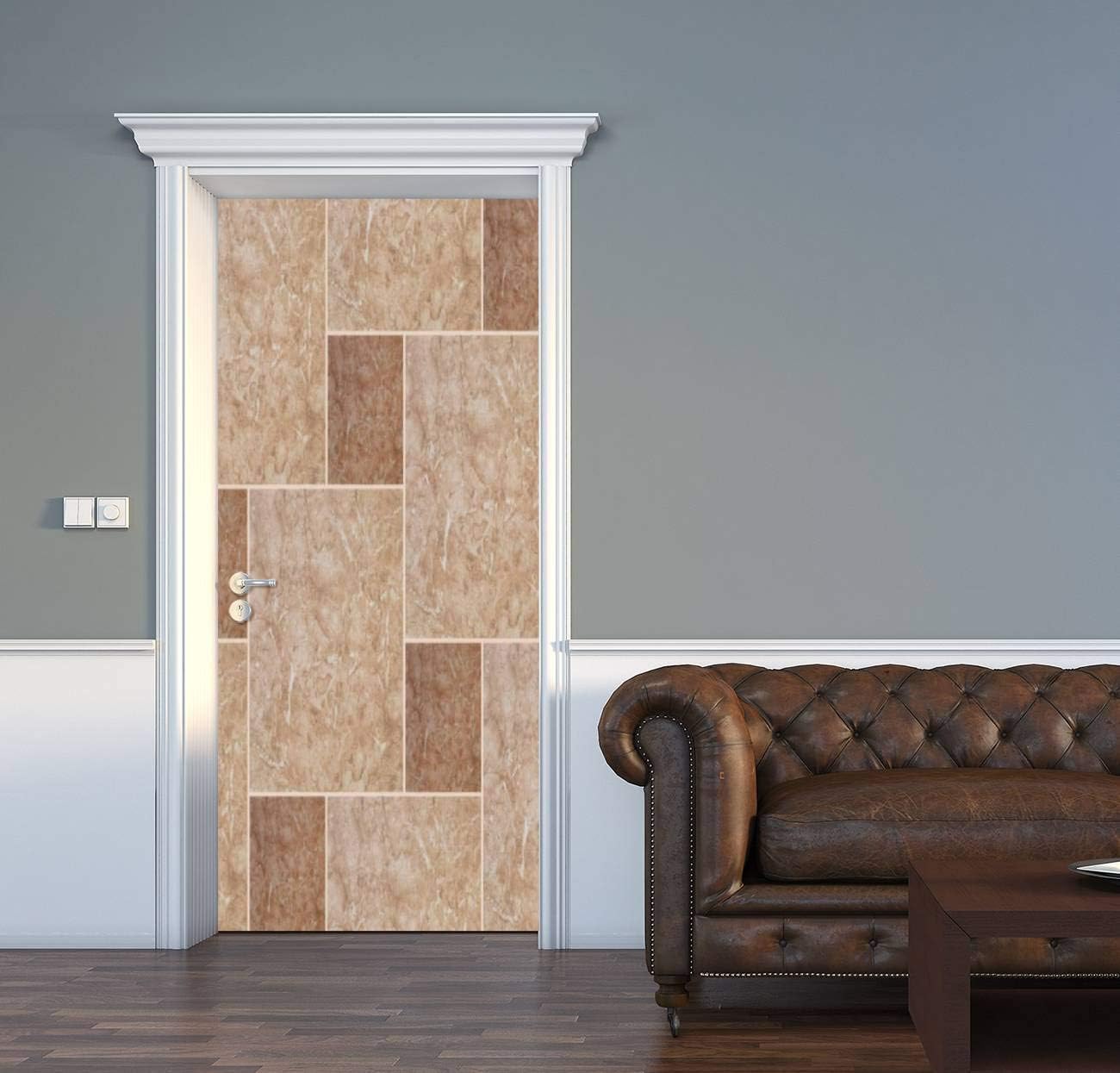 amazon com door decal brown ceramic tiles texture marble pattern 3d door sticker removable self adhesive vintage wall decal mural wallpaper for home decor 30 3 w x 78 7 h home kitchen amazon com