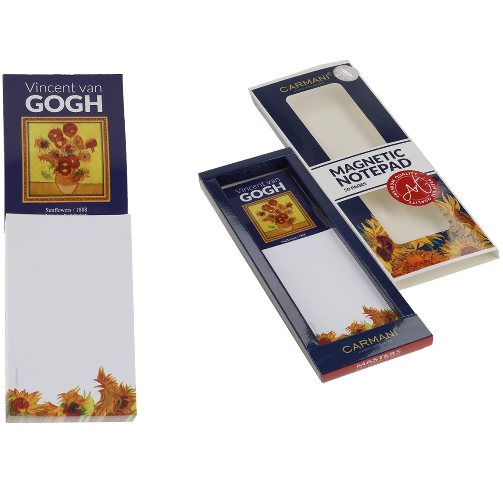 Carmani - Magnetic Notepads for Refrigerator, To Do List, Shopping list, Notepad Grocery List printed with Vincent van Gogh, Sunflowers