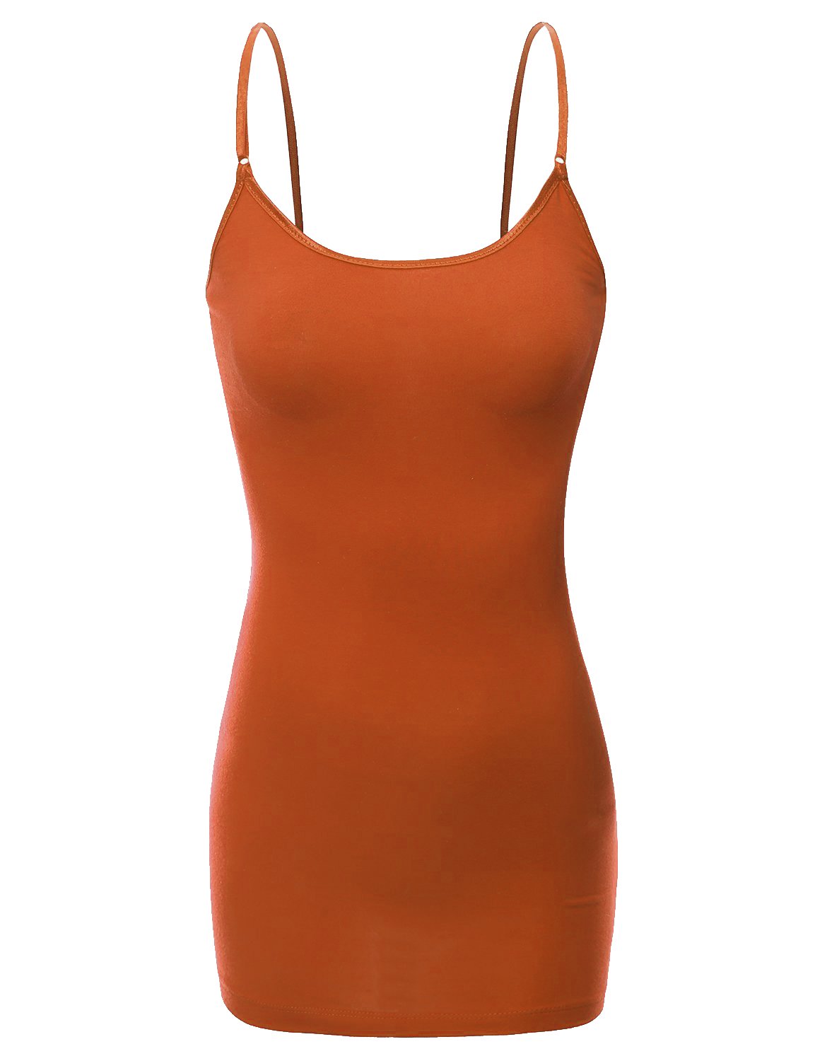 Photo 1 of RT1002 Ladies Adjustable Spaghetti Strap Basic Long Cami Tank Top Rust L