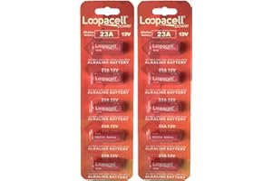Loopacell A23 23A 12-Volt Alkaline Battery Pack of 10
