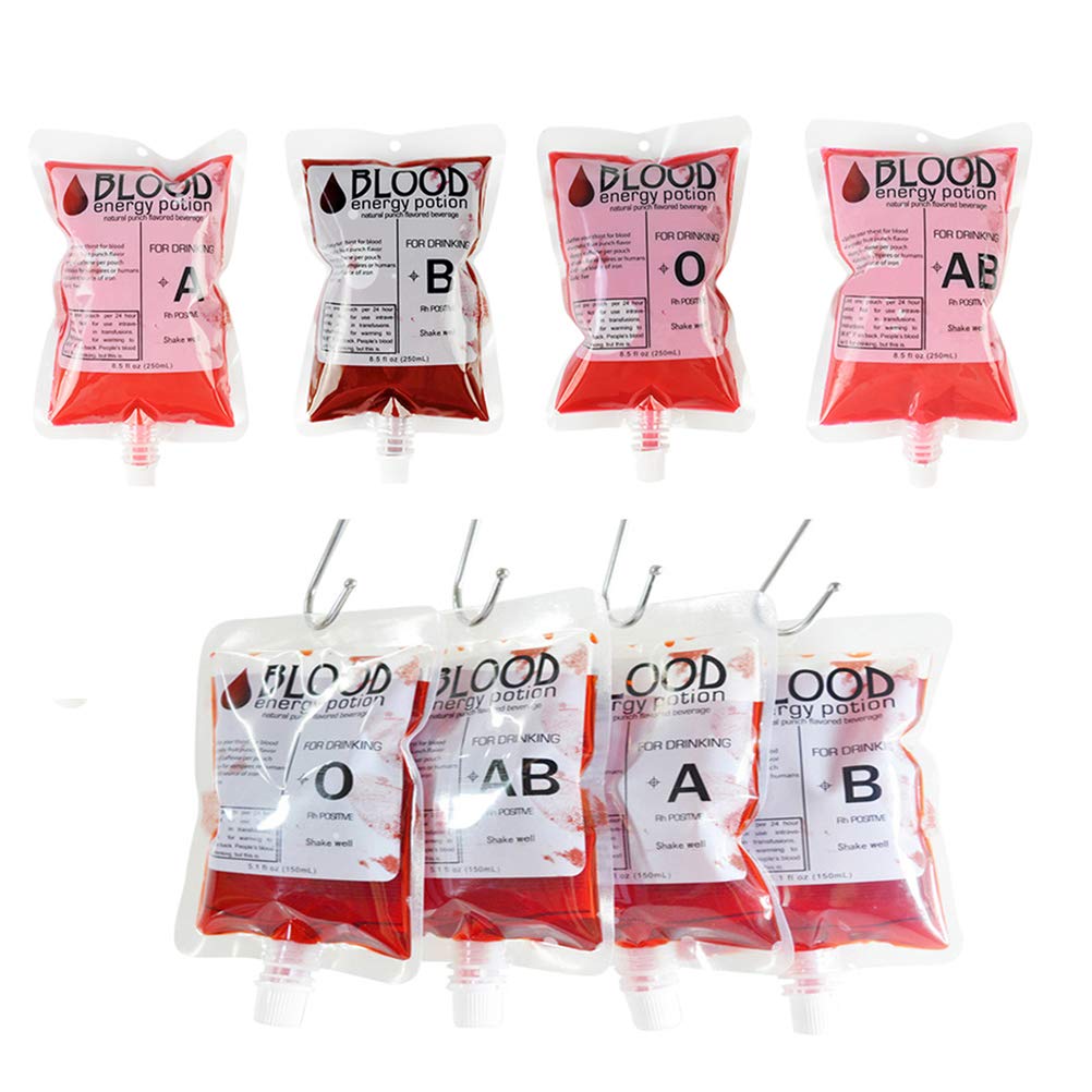 20 Pcs Blood Bag for Drinks Halloween Parties, 250ML Fake Blood Halloween Makeup Bags, Reusable Blood Bag Halloween Drinking Pouch Drink Storage Bag Beverage Juice Bags for Vampire Supplies