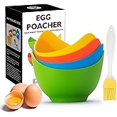 Egg Poacher - KRGMNHR Poached Egg Cooker with Ring Standers, Silicone Egg Poacher Cup for Microwave or Stovetop Egg Poaching,