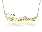 AOLO Christian Heart Name Necklace 18k Gold Plated