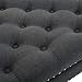 BELLEZE Square Ottoman Large Tufted Button Linen Fabric Bench Foot Nailhead Trim Stool with Rolling Wheels, Charcoal