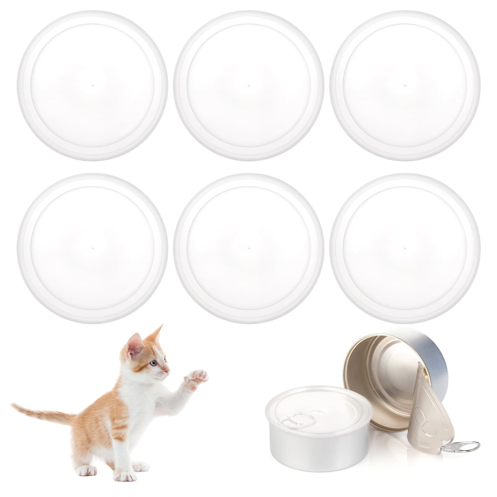 Photo 1 of KALIONE 6 Pcs Dog Food Can Covers Lids - 75 mm Reusable Can Covers for Canned Goods or Pet Dog Cat Food Saver